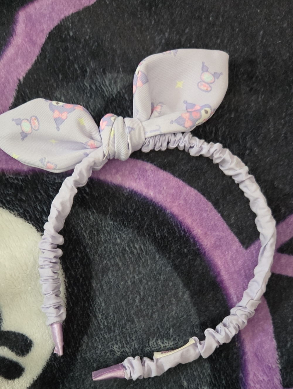Lilac Kuromi Print Bow Headband